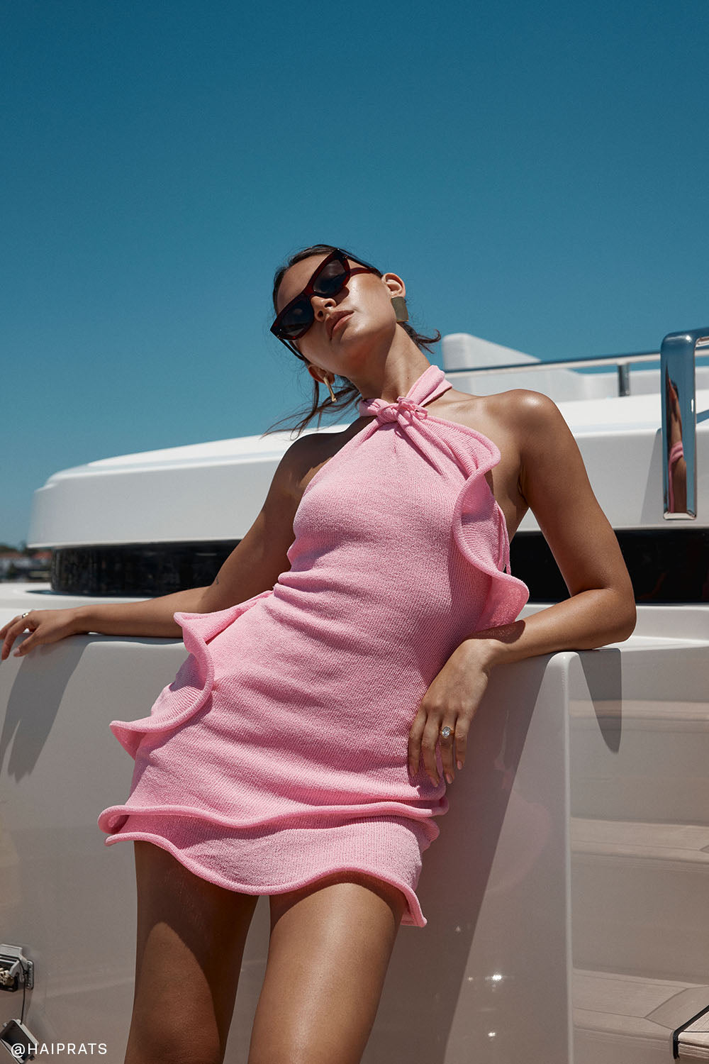 Caprice Halter Knit Mini Dress in Bubblegum Pink – Chic&Drifts
