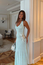 Ellington Knit Maxi Dress With Sequin in Lagoon – Chic&Drifts