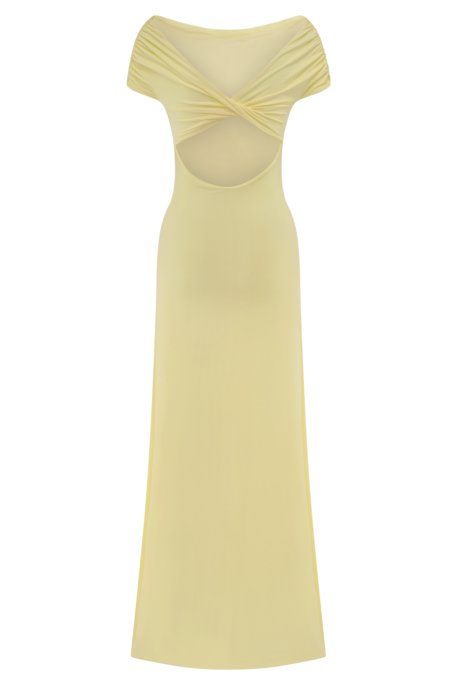 Imogen Off Shoulder Slinky Maxi Dress in Lemon – Chic&Drifts