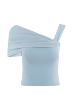 Irene Gathered Knit Top in Blue – Chic&Drifts