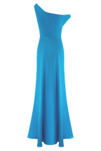 Jacinta One Shoulder Maxi Dress in Cyan Blue – Chic&Drifts