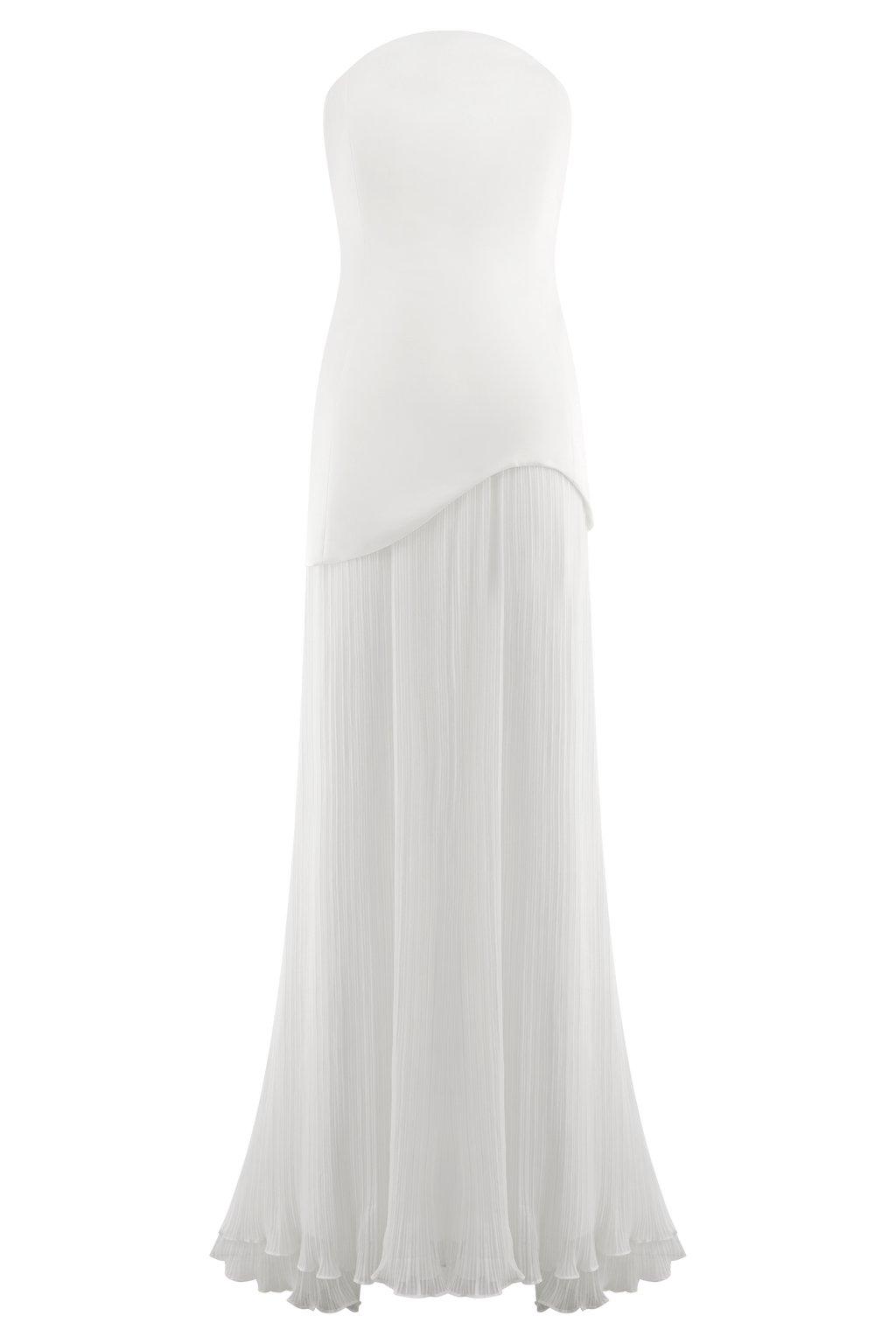 Juno Strapless Pleated Maxi Gown in White – Chic&Drifts