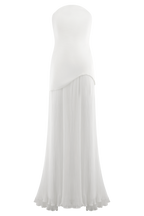 Juno Strapless Pleated Maxi Gown in White – Chic&Drifts