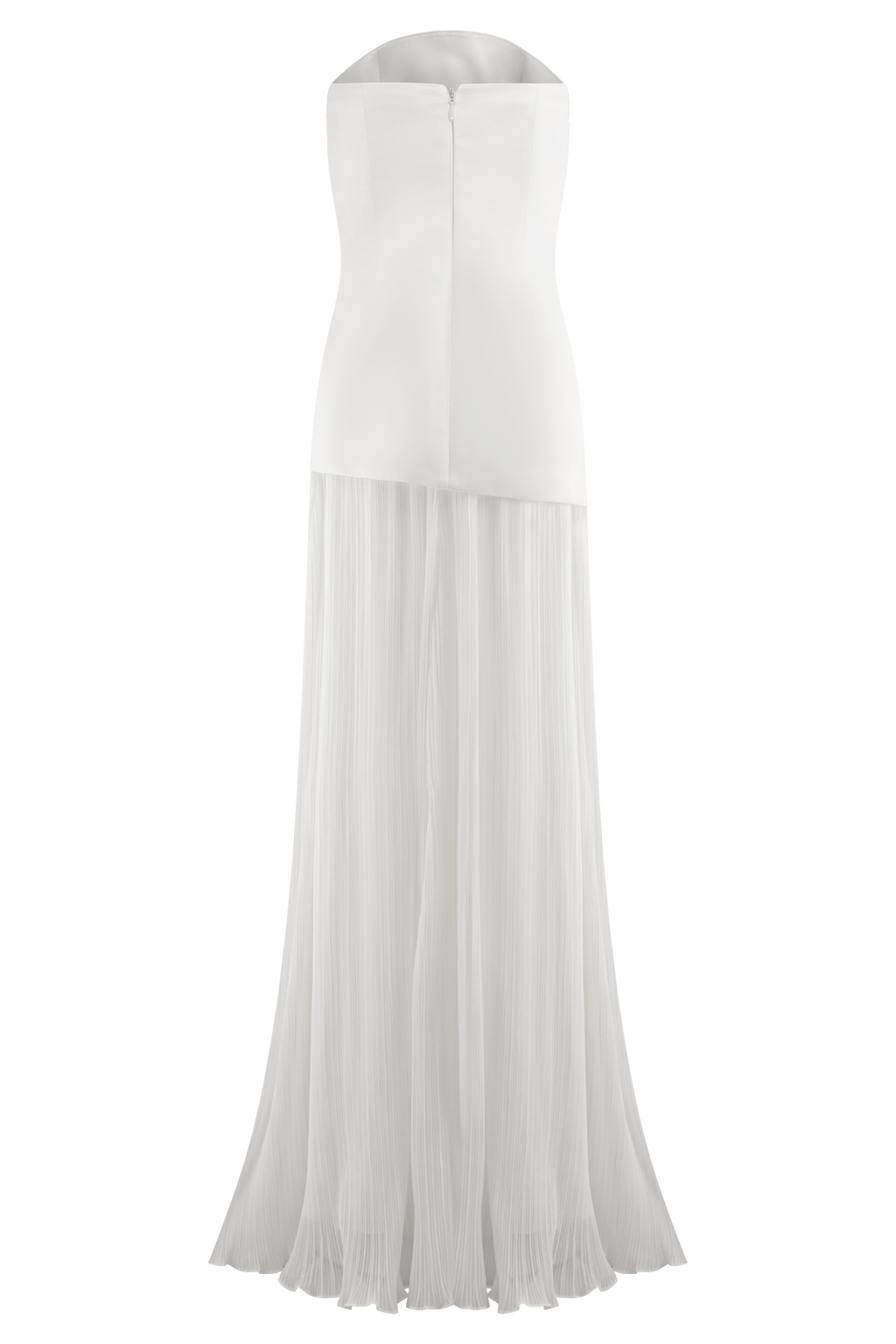 Juno Strapless Pleated Maxi Gown in White – Chic&Drifts