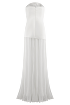 Juno Strapless Pleated Maxi Gown in White – Chic&Drifts