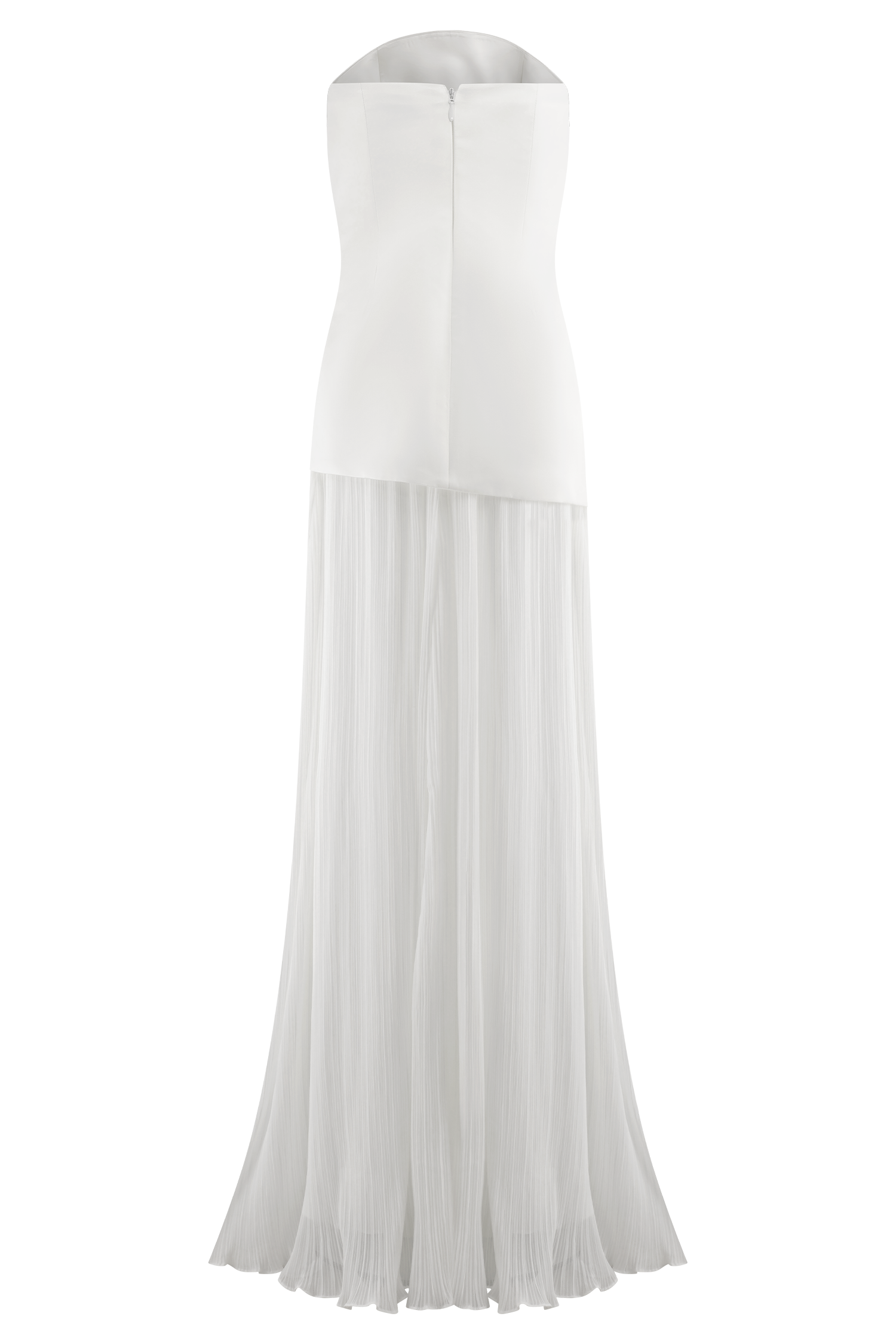 Juno Strapless Pleated Maxi Gown in White – Chic&Drifts