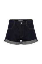 Krissy Rolled Hem Denim Shorts in Washed Indigo Blue – Chic&Drifts