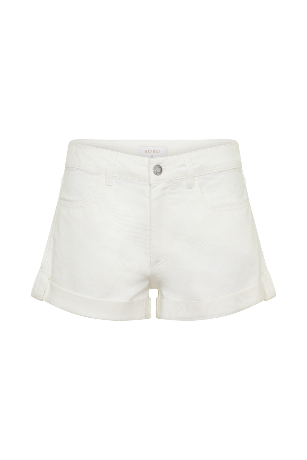 Krissy Rolled Hem Denim Shorts in White – Chic&Drifts