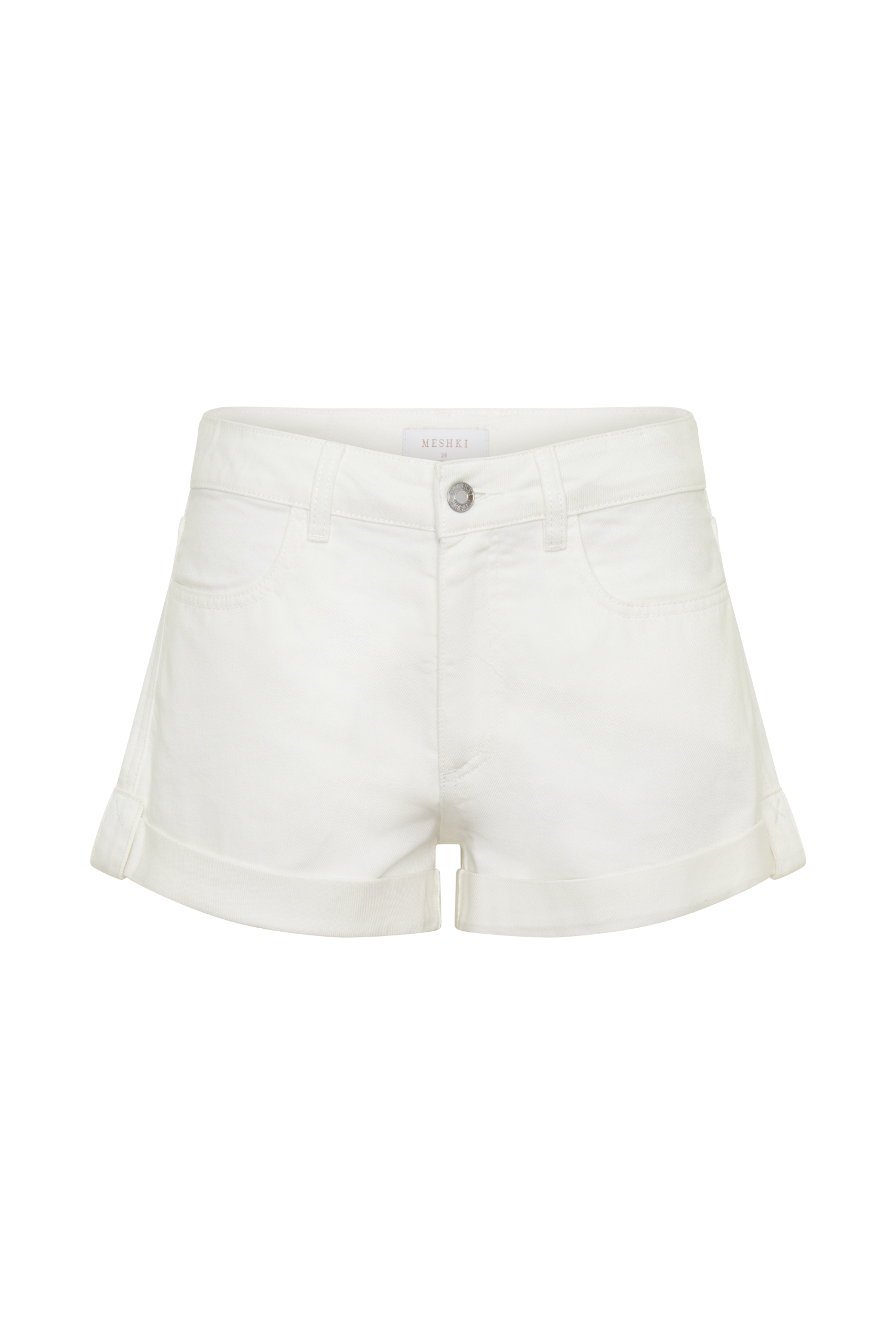 Krissy Rolled Hem Denim Shorts in White – Chic&Drifts