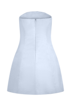 Leslie Gathered Taffeta Mini Dress in Frosted Blue – Chic&Drifts