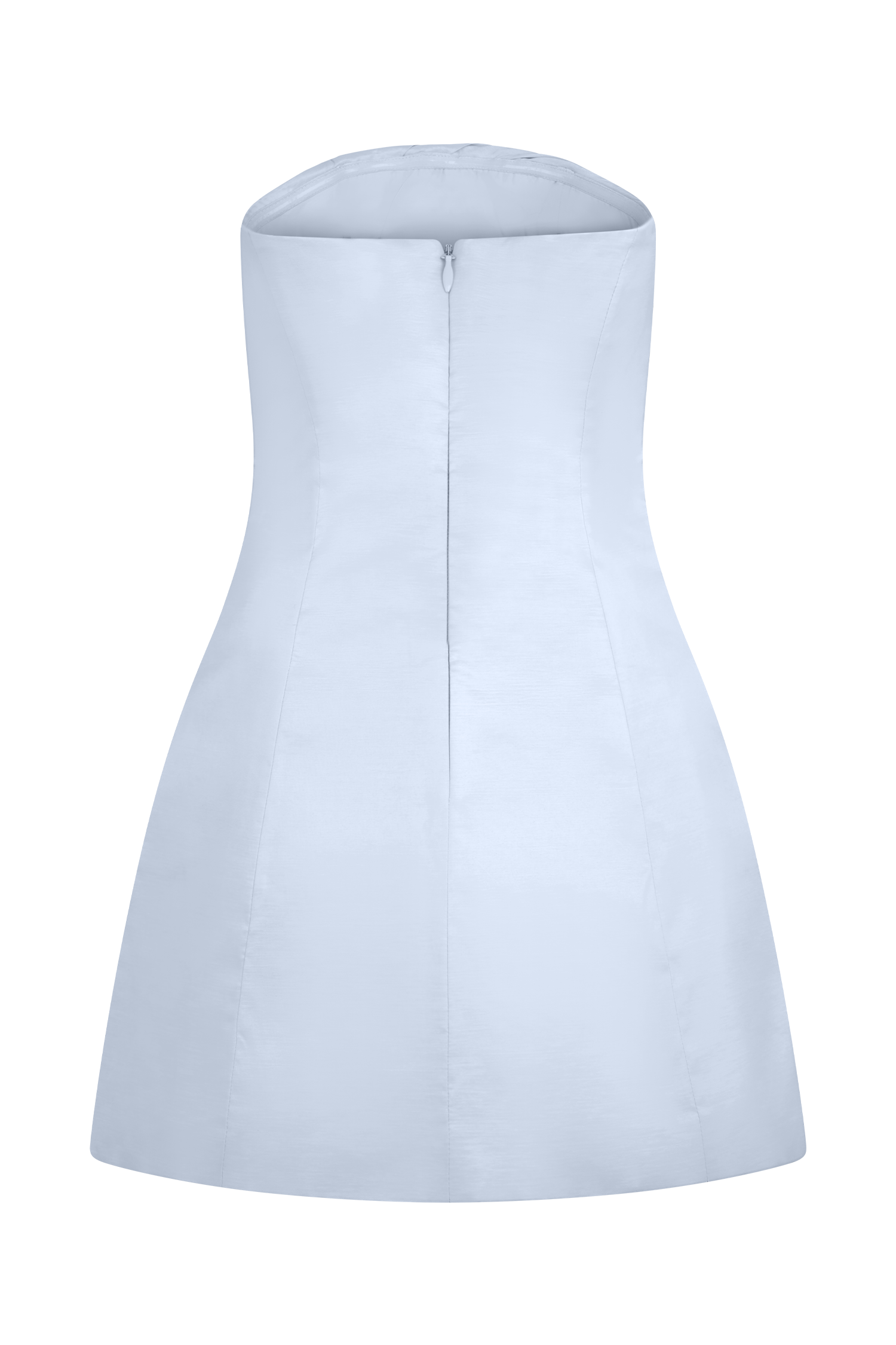 Leslie Gathered Taffeta Mini Dress in Frosted Blue – Chic&Drifts