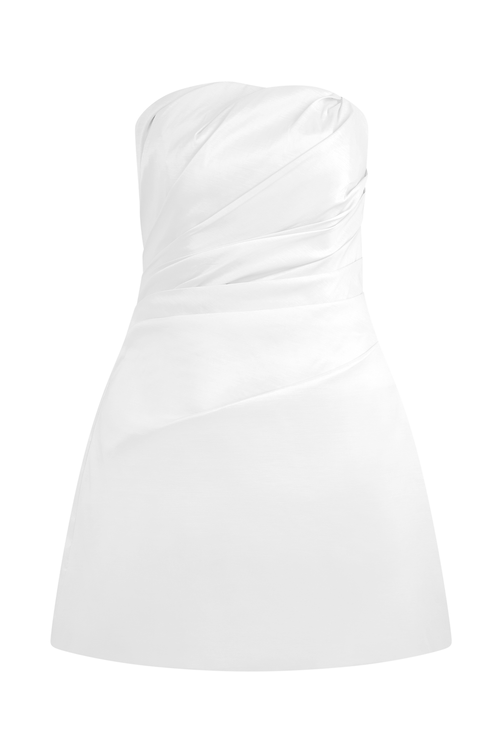 Leslie Gathered Taffeta Mini Dress in White – Chic&Drifts
