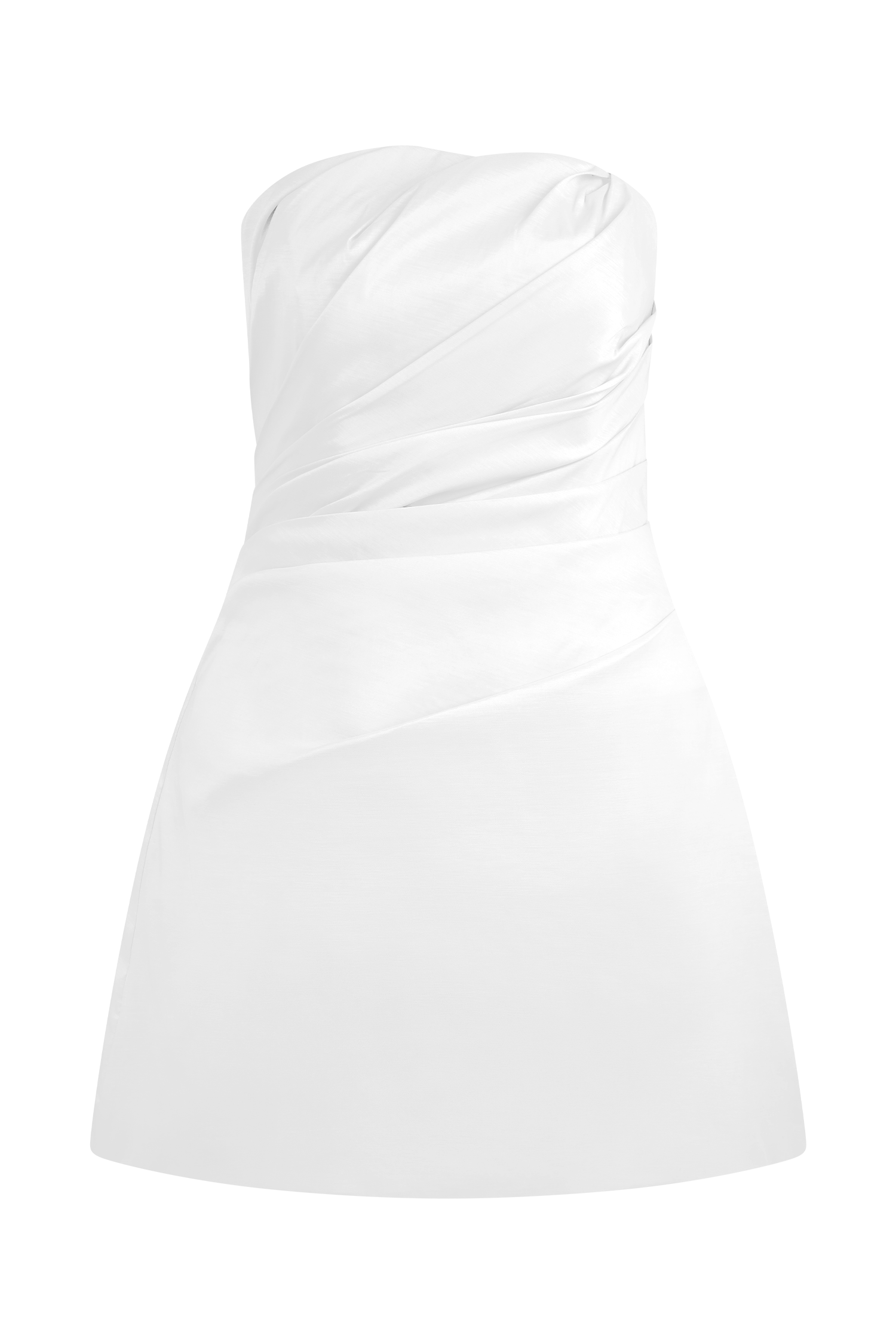 Leslie Gathered Taffeta Mini Dress in White – Chic&Drifts
