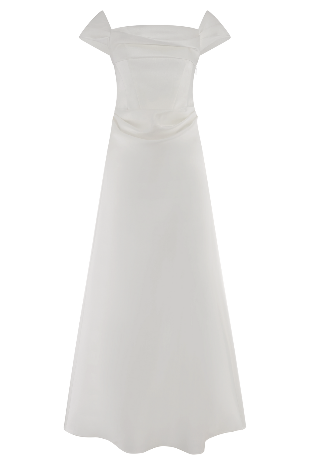 Luna Satin Off Shoulder Gown in White – Chic&Drifts