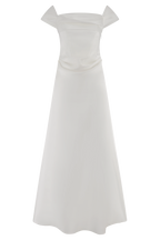 Luna Satin Off Shoulder Gown in White – Chic&Drifts