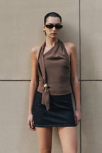 Marina Halter Top With Hardware in Cacao Brown – Chic&Drifts