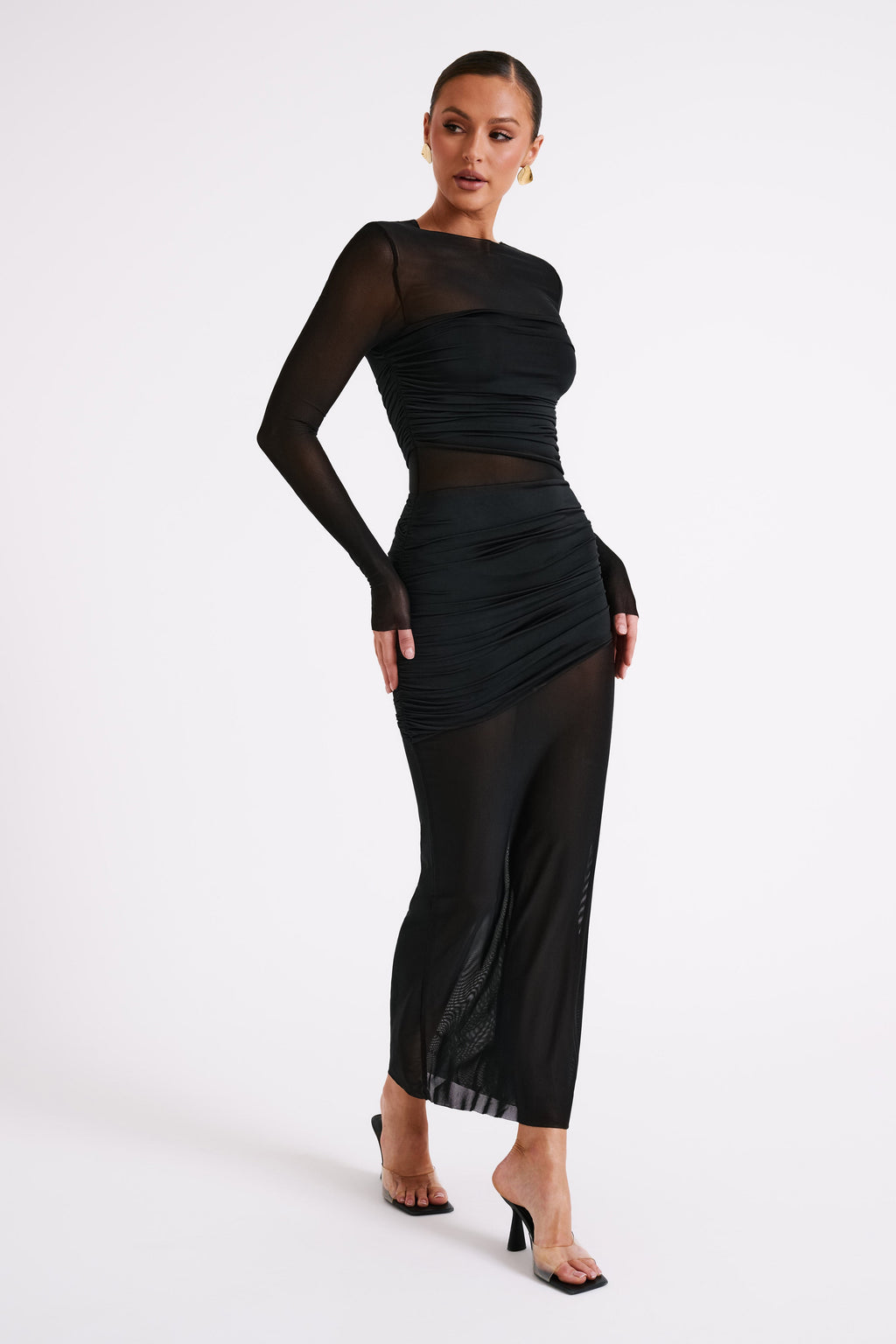 Kate Mesh And Nylon Maxi Dress in Black – Chic&Drifts