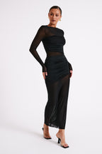 Kate Mesh And Nylon Maxi Dress in Black – Chic&Drifts