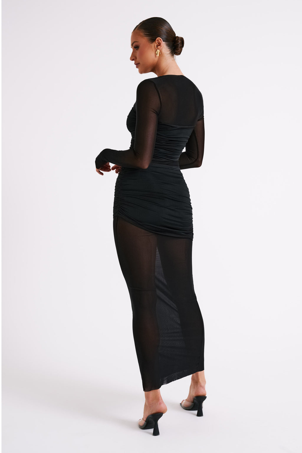 Kate Mesh And Nylon Maxi Dress in Black – Chic&Drifts