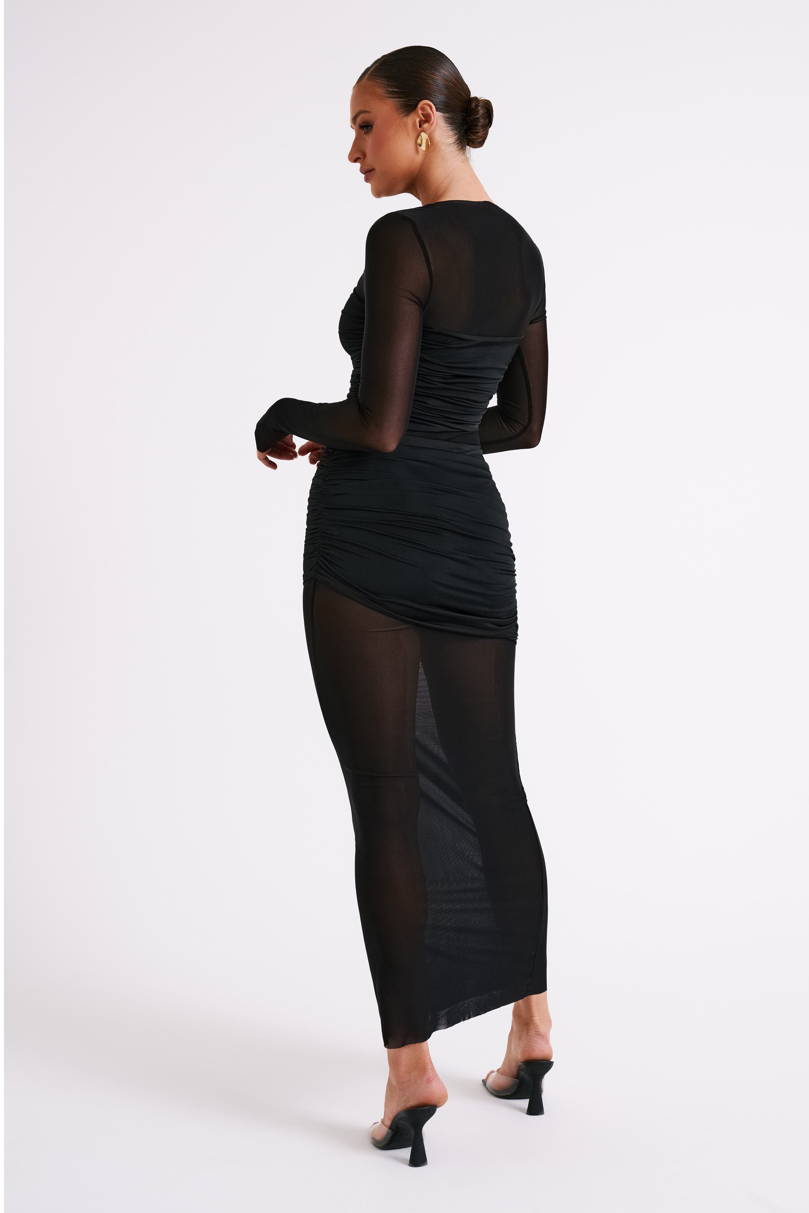 Kate Mesh And Nylon Maxi Dress in Black – Chic&Drifts