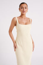 Ensley Satin Maxi Dress in Light Yellow – Chic&Drifts