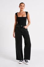 Linley Recycled Nylon Long Line Top in Black – Chic&Drifts