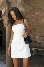Maci Crepe Mini Dress in White – Chic&Drifts