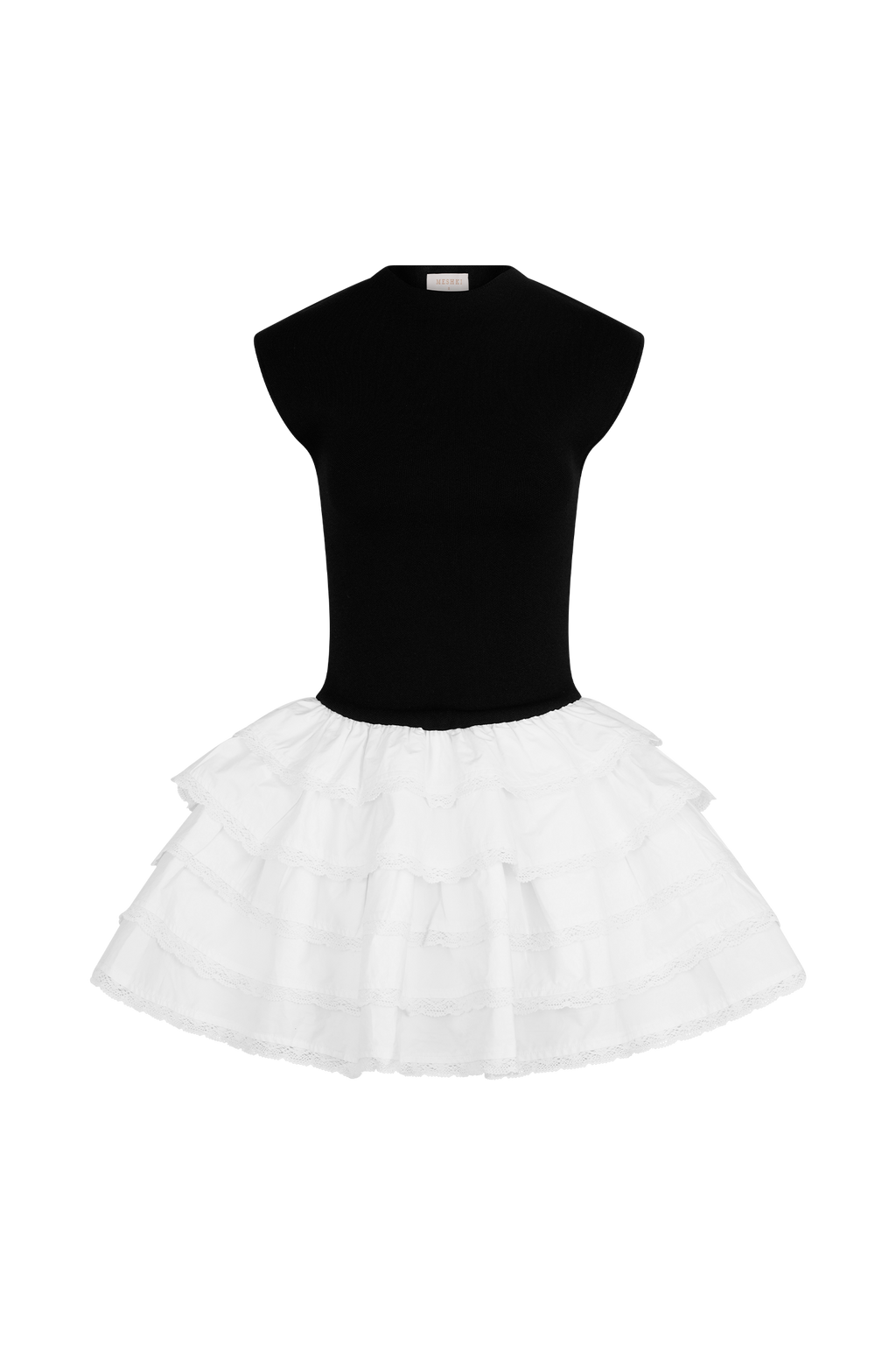 Maeve Contrast Ruffle Knit Mini Dress in Black/White – Chic&Drifts