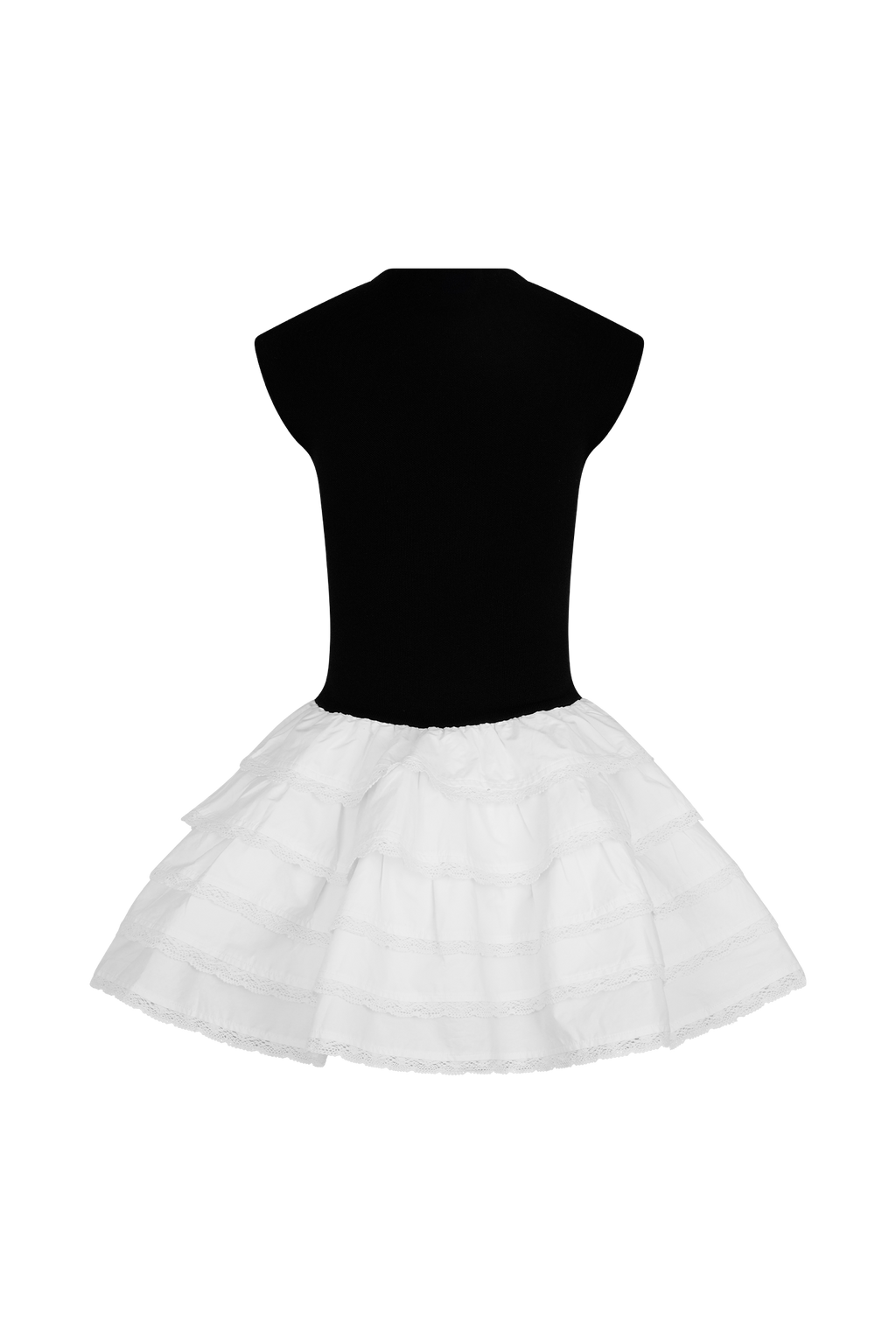Maeve Contrast Ruffle Knit Mini Dress in Black/White – Chic&Drifts