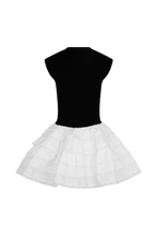 Maeve Contrast Ruffle Knit Mini Dress in Black/White – Chic&Drifts
