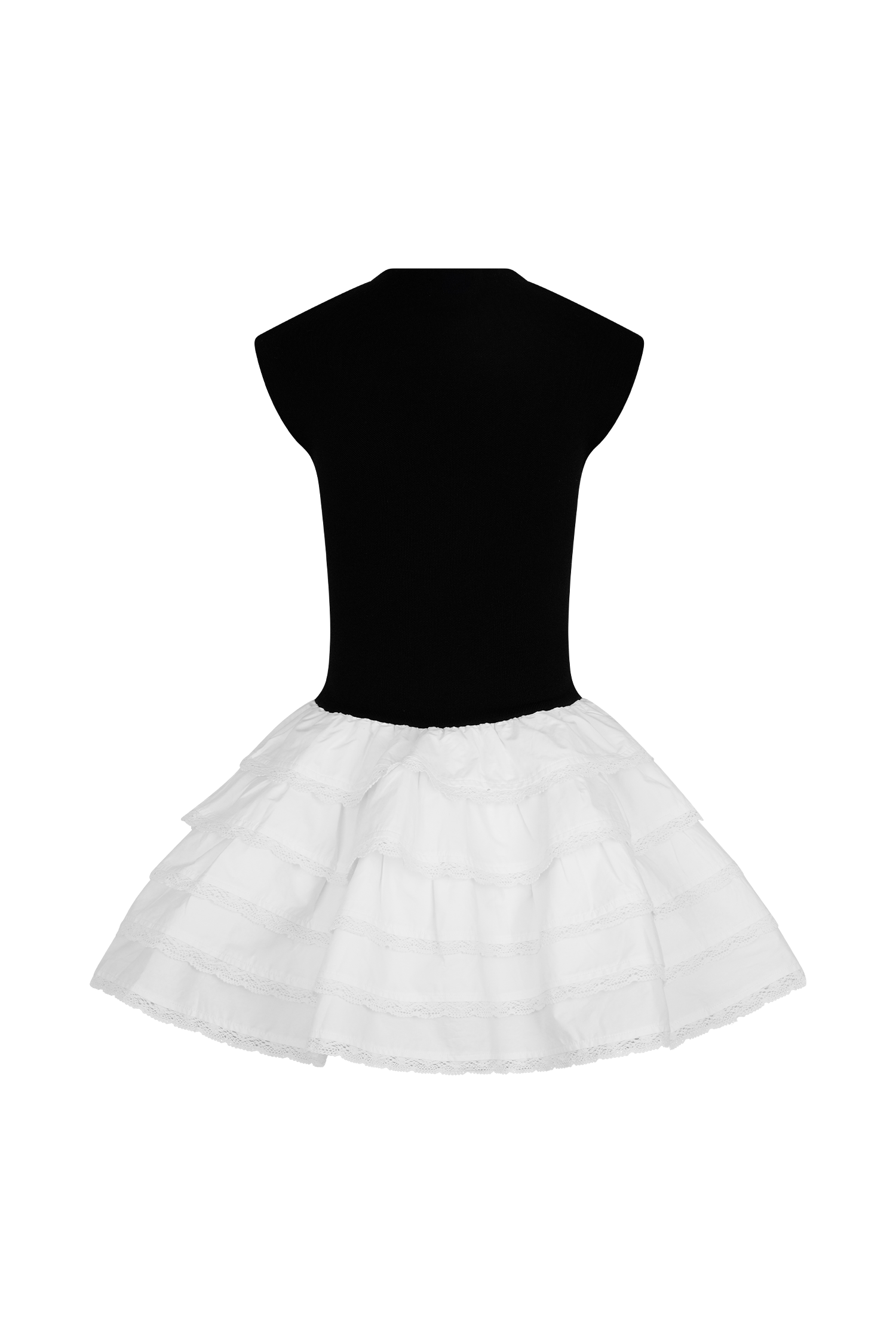 Maeve Contrast Ruffle Knit Mini Dress in Black/White – Chic&Drifts