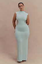 Massie Slinky And Mesh Maxi Dress in Lagoon – Chic&Drifts