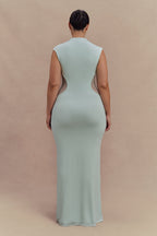 Massie Slinky And Mesh Maxi Dress in Lagoon – Chic&Drifts