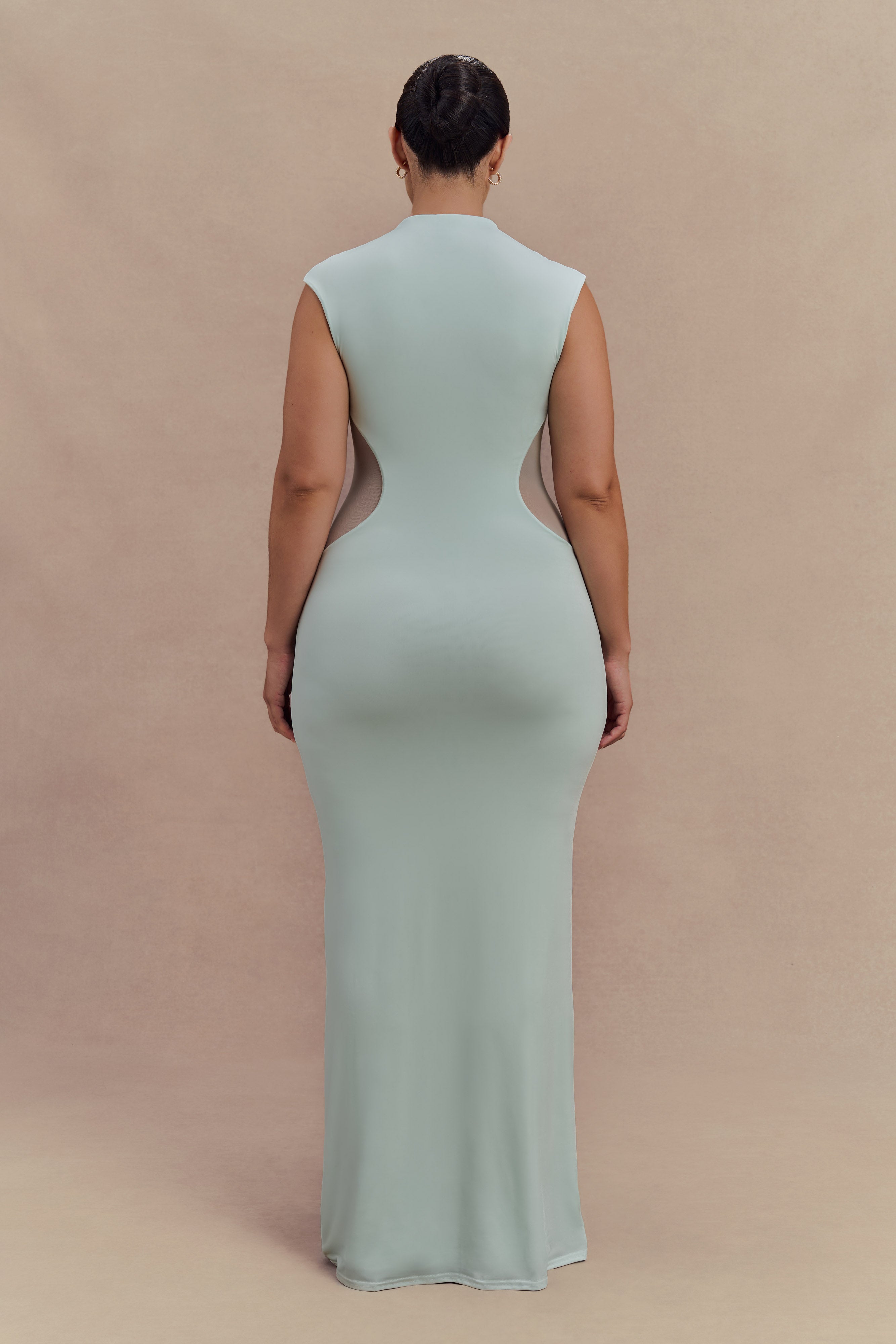 Massie Slinky And Mesh Maxi Dress in Lagoon – Chic&Drifts