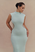 Massie Slinky And Mesh Maxi Dress in Lagoon – Chic&Drifts