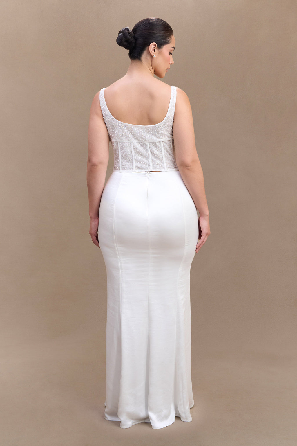 Elsie Pearl Beaded Bustier Top in White – Chic&Drifts