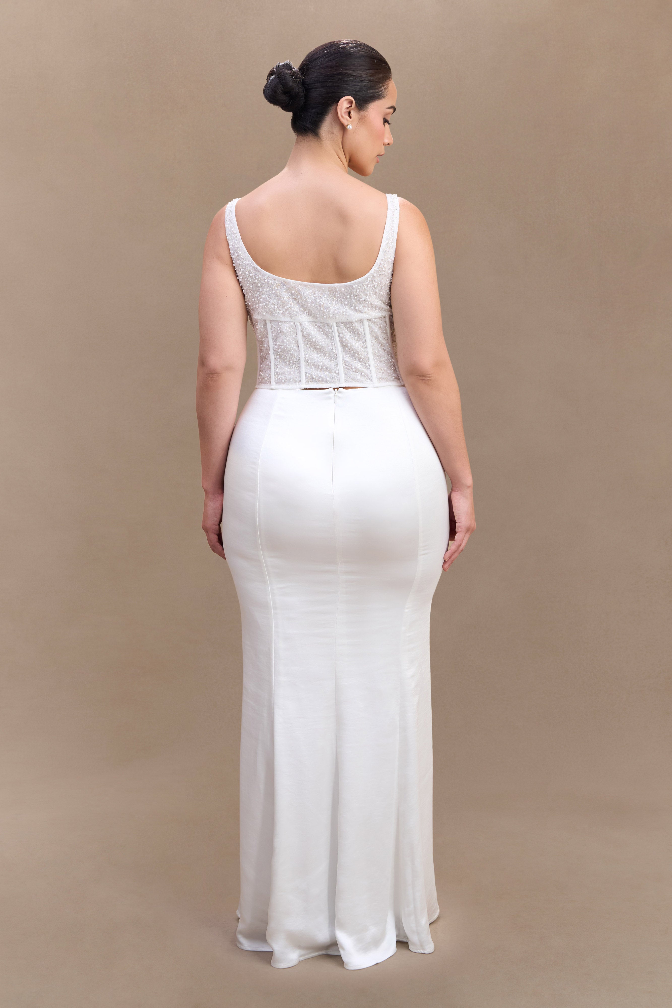 Elsie Pearl Beaded Bustier Top in White – Chic&Drifts