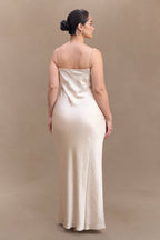 Lilly Sweetheart Satin Maxi Dress in Blush Gold – Chic&Drifts