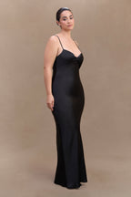 Lilly Sweetheart Satin Maxi Dress in Black – Chic&Drifts