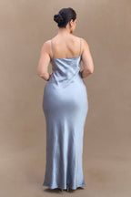 Lilly Sweetheart Satin Maxi Dress in Frosted Blue – Chic&Drifts