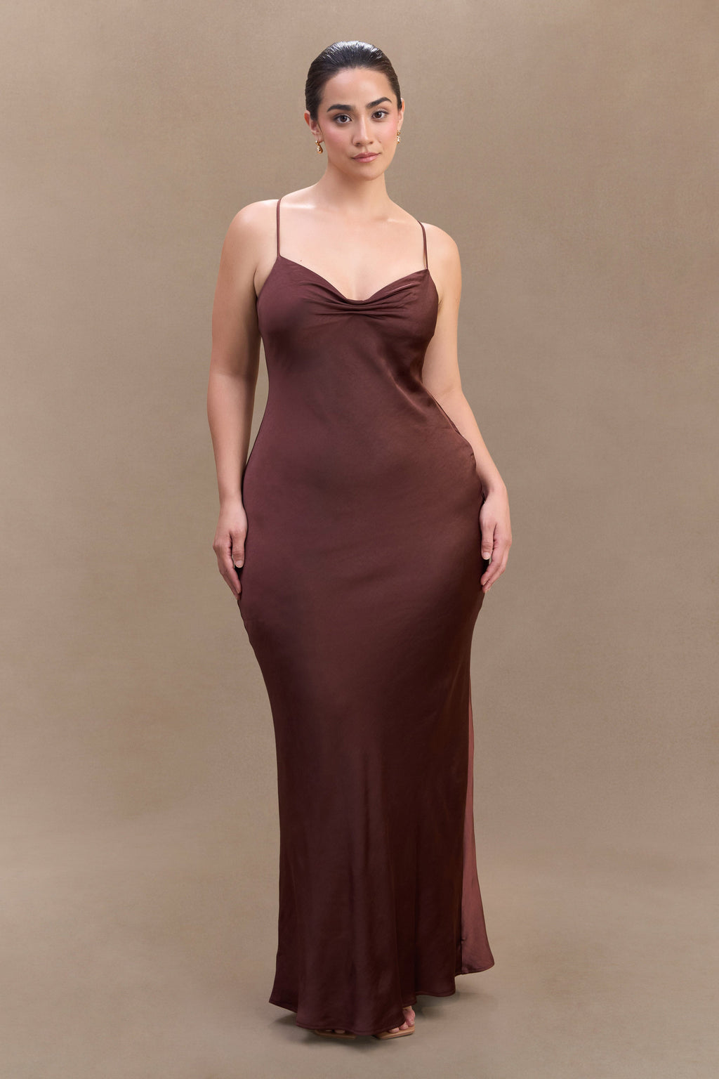Lilly Sweetheart Satin Maxi Dress in Dark Chocolate – Chic&Drifts