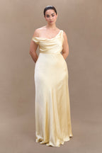 Jacinta One Shoulder Maxi Dress in Pastel Lemon – Chic&Drifts