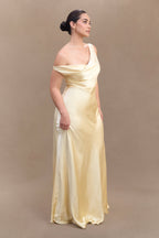 Jacinta One Shoulder Maxi Dress in Pastel Lemon – Chic&Drifts