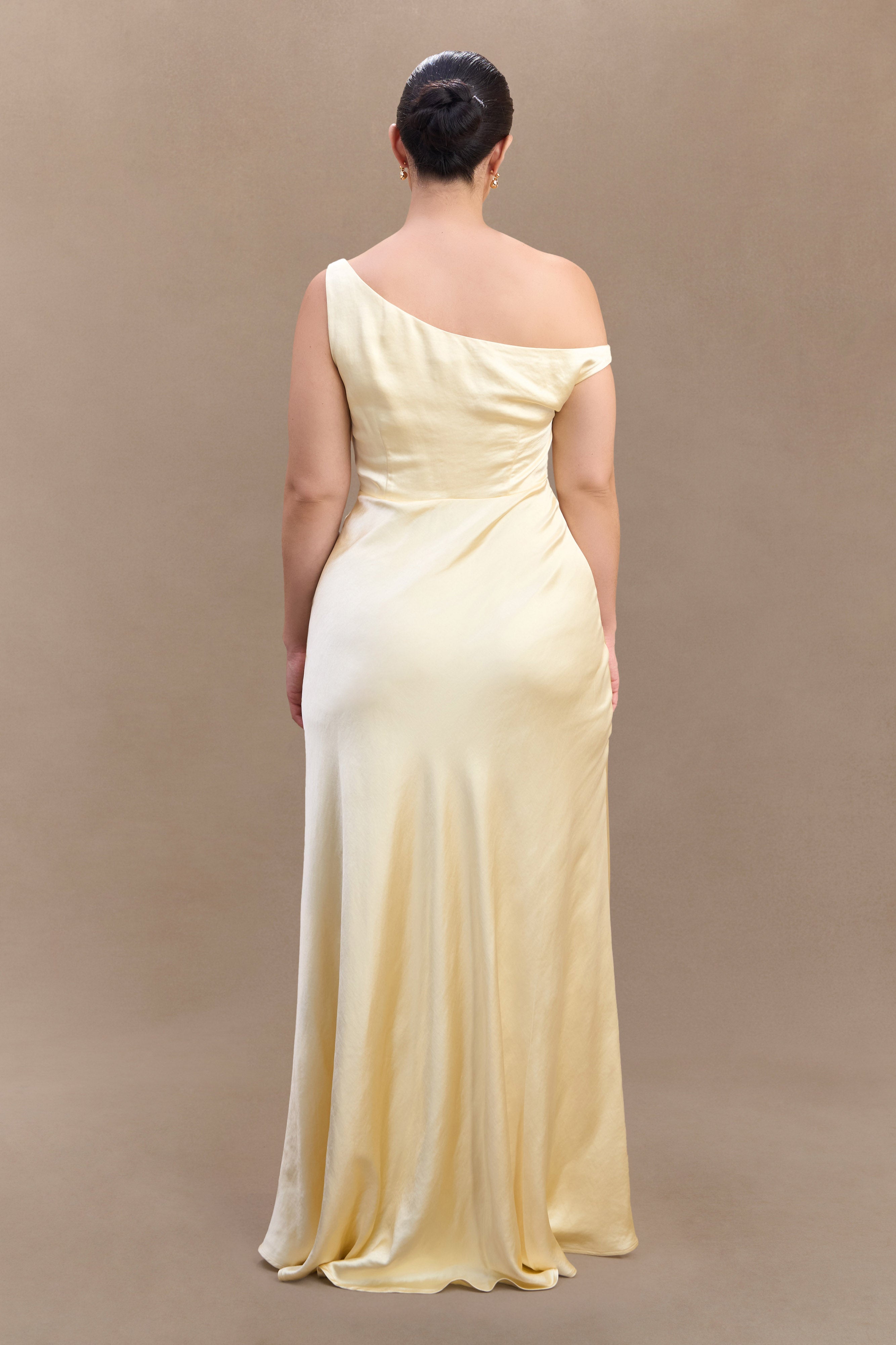 Jacinta One Shoulder Maxi Dress in Pastel Lemon – Chic&Drifts