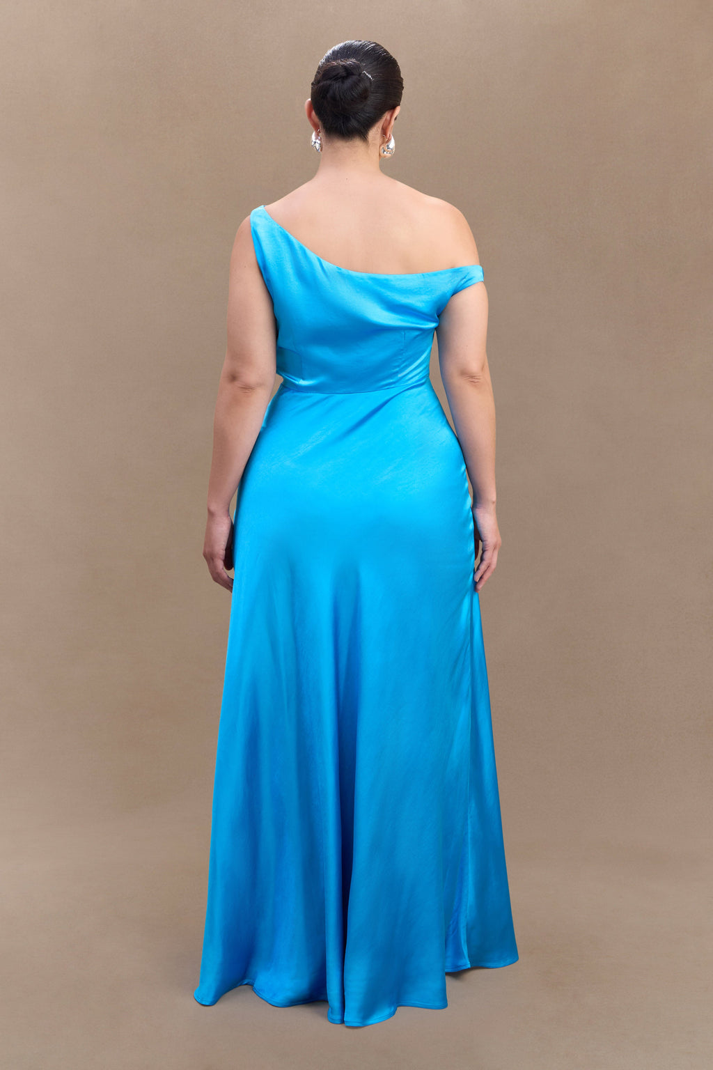 Jacinta One Shoulder Maxi Dress in Cyan Blue – Chic&Drifts