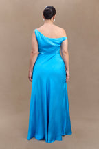 Jacinta One Shoulder Maxi Dress in Cyan Blue – Chic&Drifts
