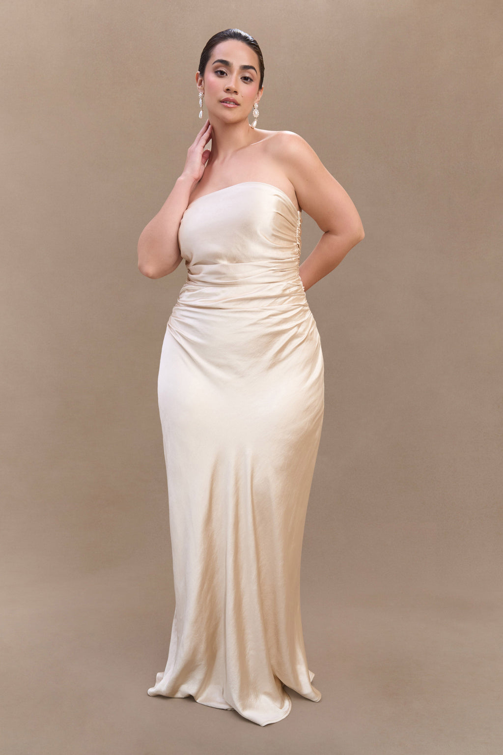 Cedar Strapless Satin Maxi Dress