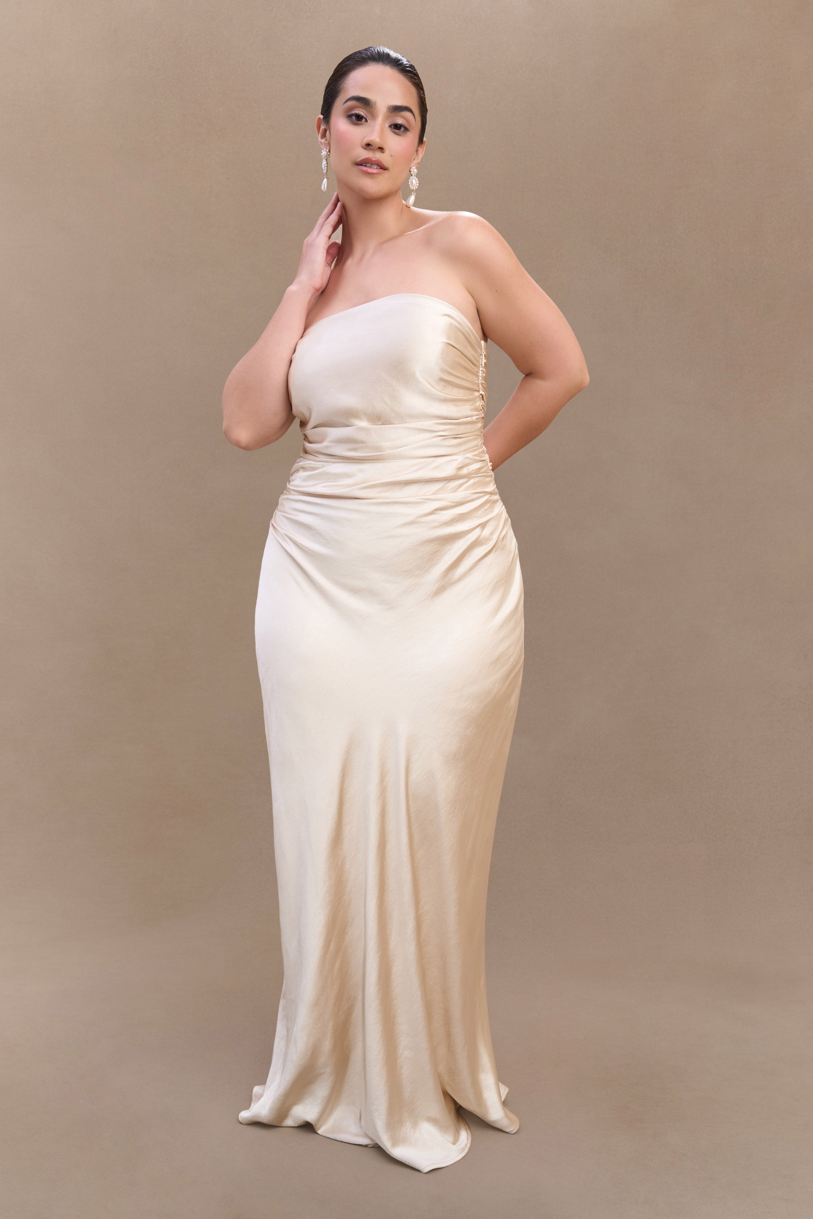 Cedar Strapless Satin Maxi Dress
