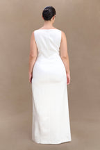 Violet Sleeveless Satin Maxi Dress in White – Chic&Drifts