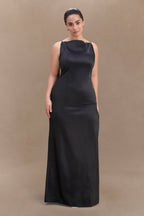 Violet Sleeveless Satin Maxi Dress in Black – Chic&Drifts